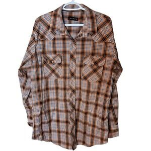 ROPER Men’s Western Style Plaid Button Down Shirt Rockabilly Cowboycore Size XL